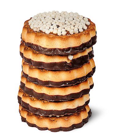 simsearch:400-07090594,k - Stack chocolate cookies isolated on white background Foto de stock - Super Valor sin royalties y Suscripción, Código: 400-08863491