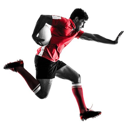 one caucasian rugby man player silhouette isolated on white background Foto de stock - Super Valor sin royalties y Suscripción, Código: 400-08863564