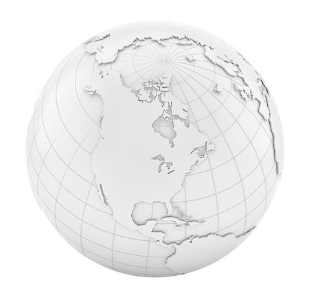 simsearch:400-08735733,k - White Earth Globe. Isolated on white. 3D illustration Stock Photo - Budget Royalty-Free & Subscription, Code: 400-08863641