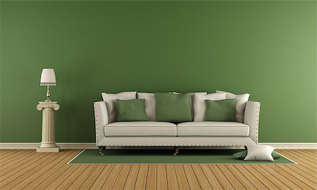 simsearch:400-08797073,k - Classic living room with elegant sofa and green wall - 3d rendering Stock Photo - Budget Royalty-Free & Subscription, Code: 400-08863706
