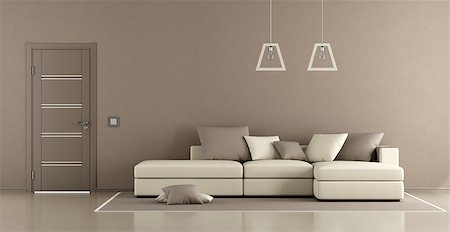 simsearch:400-06795753,k - Modern living room with sofa and closed door - 3d rendering Stock Photo - Budget Royalty-Free & Subscription, Code: 400-08863708
