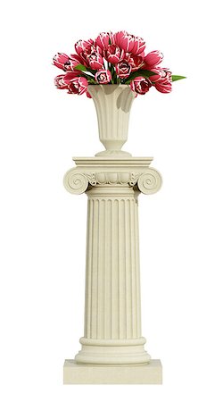 pilaster - Ionic pedestal with roses isolated om white background Stockbilder - Microstock & Abonnement, Bildnummer: 400-08863711