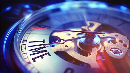 simsearch:400-07830623,k - Vintage Pocket Clock Face with Time Text, Close Up View of Watch Mechanism. Business Concept. Lens Flare Effect. Pocket Watch Face with Time Text on it. Business Concept with Film Effect. 3D. Fotografie stock - Microstock e Abbonamento, Codice: 400-08887733