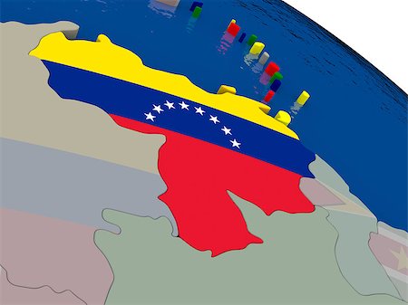 simsearch:400-08889684,k - Venezuela with flag highlighted on model of globe. 3D illustration Fotografie stock - Microstock e Abbonamento, Codice: 400-08887770