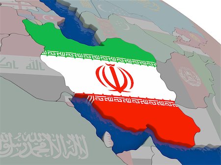 Iran with flag highlighted on model of globe. 3D illustration Foto de stock - Super Valor sin royalties y Suscripción, Código: 400-08887771