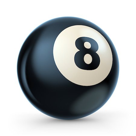 simsearch:400-08160849,k - Black pool game ball with number 8. 3D illustration isolated on white background Foto de stock - Super Valor sin royalties y Suscripción, Código: 400-08887904