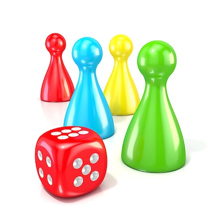 peça perdida - Board game figures with red dice. 3D render illustration isolated on white background Foto de stock - Royalty-Free Super Valor e Assinatura, Número: 400-08887908