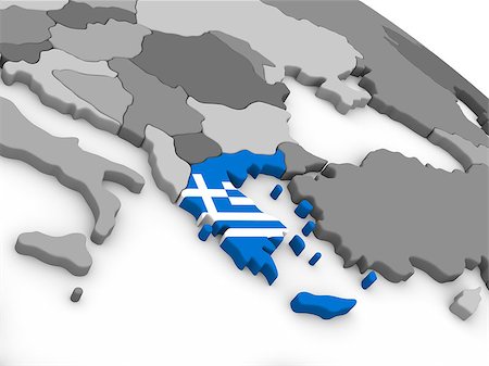flag greece 3d - Map of Greece with embedded national flag. 3D illustration Stock Photo - Budget Royalty-Free & Subscription, Code: 400-08887996