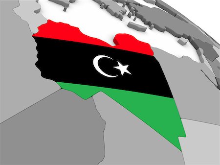 simsearch:400-08888677,k - Map of Libya with embedded national flag. 3D illustration Stock Photo - Budget Royalty-Free & Subscription, Code: 400-08888002