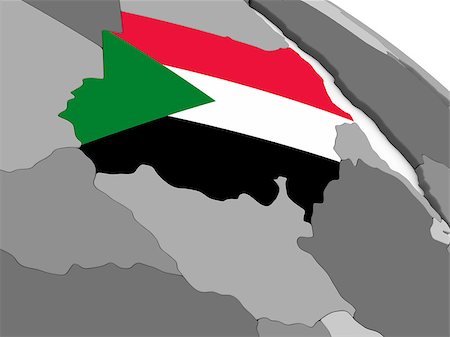 sudanese - Map of Sudan with embedded national flag. 3D illustration Stock Photo - Budget Royalty-Free & Subscription, Code: 400-08888003