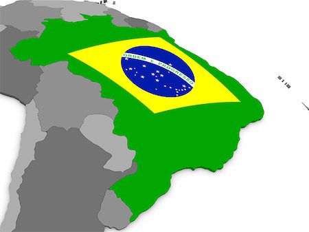 simsearch:400-08889684,k - Map of Brazil with embedded national flag. 3D illustration Fotografie stock - Microstock e Abbonamento, Codice: 400-08888019