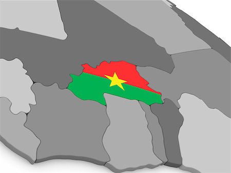 simsearch:400-08888674,k - Map of Burkina Faso with embedded national flag. 3D illustration Stock Photo - Budget Royalty-Free & Subscription, Code: 400-08888027