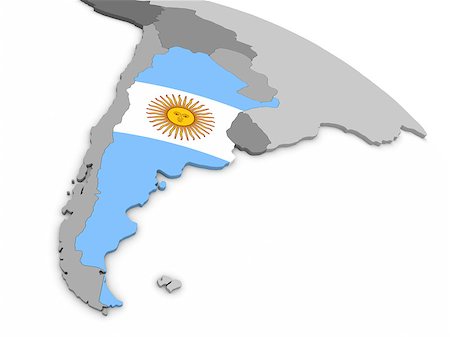 simsearch:400-08889684,k - Map of Argentina with embedded national flag. 3D illustration Fotografie stock - Microstock e Abbonamento, Codice: 400-08888020