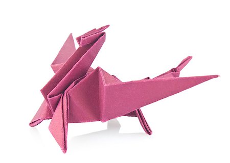 simsearch:400-09170569,k - Purple dragon of origami, isolated white background Foto de stock - Super Valor sin royalties y Suscripción, Código: 400-08888116