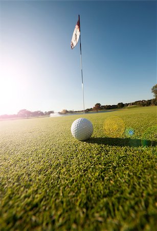 simsearch:400-03975619,k - Image of a golfball on green by flag Stock Photo - Budget Royalty-Free & Subscription, Code: 400-08888334