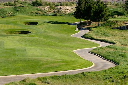 simsearch:400-03975619,k - Image of a Winding cart path on golf course Stock Photo - Budget Royalty-Free & Subscription, Code: 400-08888336