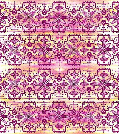 simsearch:622-06369308,k - Ethnic seamless pattern. Boho pink ornament. Repeating background. Tribal, aboriginal art print. Fabric, cloth design, wallpaper, wrapping Watercolor and Hand painted Stock Photo - Budget Royalty-Free & Subscription, Code: 400-08888438