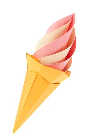 simsearch:400-09170569,k - Fruit pink and vanilla ice-cream in waffle cone of origami, isolated on white background Foto de stock - Super Valor sin royalties y Suscripción, Código: 400-08888546