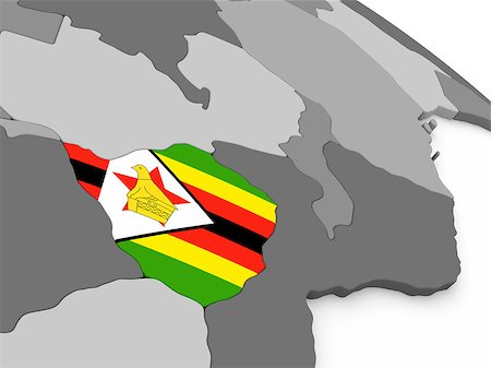 Map of Zimbabwe with embedded national flag. 3D illustration Stock Photo - Budget Royalty-Free & Subscription, Code: 400-08888659