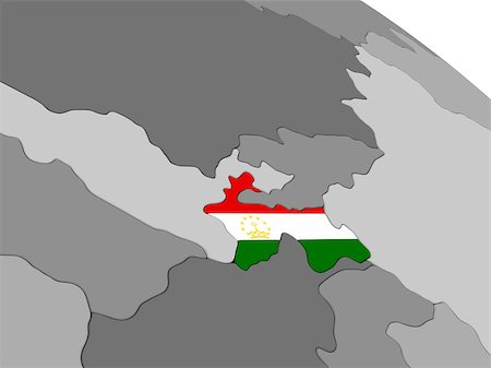 simsearch:400-08889684,k - Map of Tajikistan with embedded national flag. 3D illustration Fotografie stock - Microstock e Abbonamento, Codice: 400-08888668