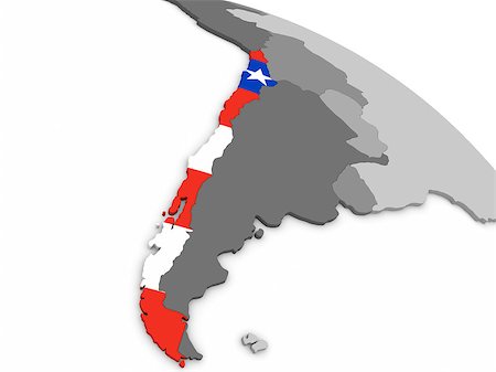 simsearch:400-08889684,k - Map of Chile with embedded national flag. 3D illustration Fotografie stock - Microstock e Abbonamento, Codice: 400-08888660