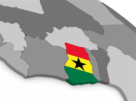 simsearch:400-08888678,k - Map of Ghana with embedded national flag. 3D illustration Stock Photo - Budget Royalty-Free & Subscription, Code: 400-08888675