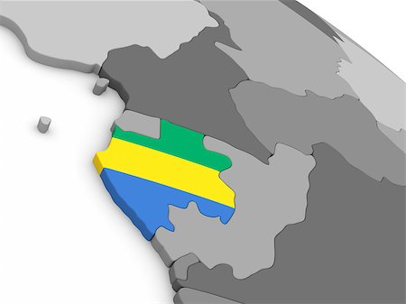 Map of Gabon with embedded national flag. 3D illustration Stock Photo - Budget Royalty-Free & Subscription, Code: 400-08888678