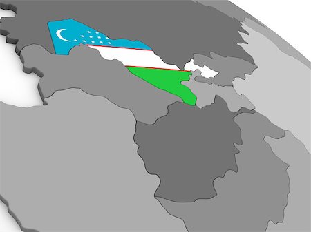simsearch:400-08889684,k - Map of Uzbekistan with embedded national flag. 3D illustration Fotografie stock - Microstock e Abbonamento, Codice: 400-08888670