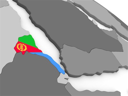 simsearch:400-08888683,k - Map of Eritrea with embedded national flag. 3D illustration Stock Photo - Budget Royalty-Free & Subscription, Code: 400-08888686