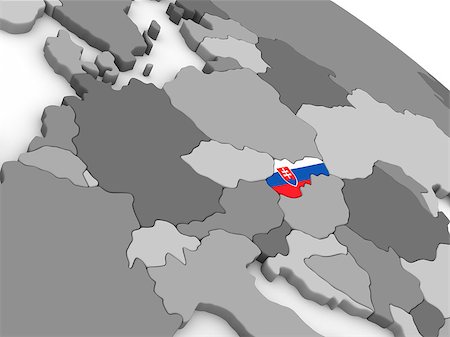 simsearch:400-08889684,k - Map of Slovakia with embedded national flag. 3D illustration Fotografie stock - Microstock e Abbonamento, Codice: 400-08888687