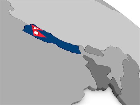 simsearch:400-08889684,k - Map of Nepal with embedded national flag. 3D illustration Fotografie stock - Microstock e Abbonamento, Codice: 400-08888689