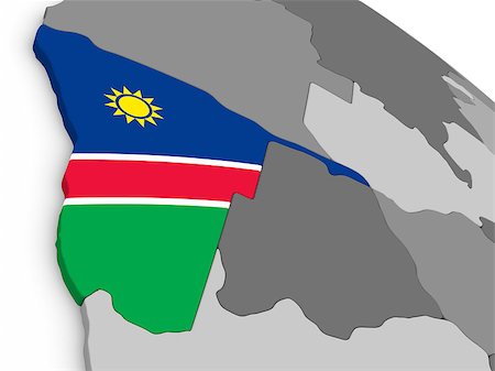 simsearch:400-08888683,k - Map of Namibia with embedded national flag. 3D illustration Stock Photo - Budget Royalty-Free & Subscription, Code: 400-08888680
