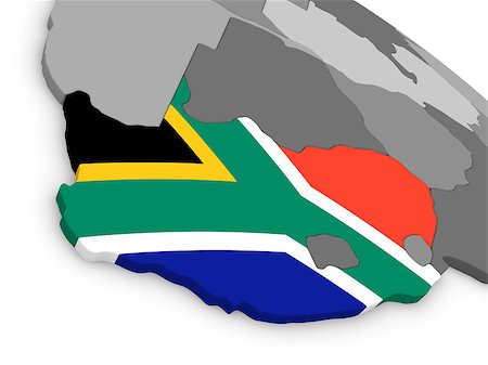 simsearch:400-08888678,k - Map of South Africa with embedded national flag. 3D illustration Stock Photo - Budget Royalty-Free & Subscription, Code: 400-08888681