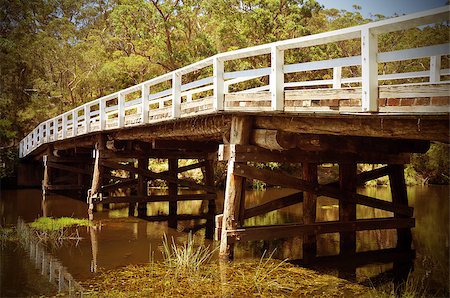 royal national park - Historic wooden Varney Bridge across Kangaroo Creek at Audley, Royal National Park, Sydney, Australia. Retro toned. Stock Photo - Budget Royalty-Free & Subscription, Code: 400-08888813