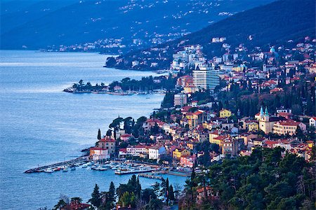 simsearch:400-08893441,k - Opatija riviera bay bay and coastline view, Kvarner region of Croatia Stock Photo - Budget Royalty-Free & Subscription, Code: 400-08888849