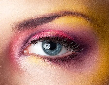 rettich - Beauty makeup yellow magenta eyes retouched skin with blue eye Stock Photo - Budget Royalty-Free & Subscription, Code: 400-08888957