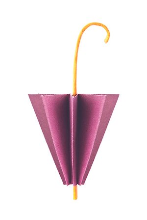 simsearch:400-09170569,k - Purple closed umbrella of origami, isolated on white background Foto de stock - Super Valor sin royalties y Suscripción, Código: 400-08888962