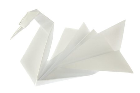 simsearch:400-09170569,k - Swan of origami, isolated on white background. Foto de stock - Super Valor sin royalties y Suscripción, Código: 400-08888963