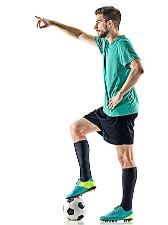 simsearch:400-08863143,k - one caucasian soccer player man standing with football isolated on white background Stock Photo - Budget Royalty-Free & Subscription, Code: 400-08889013