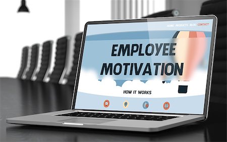 simsearch:400-07819447,k - Employee Motivation Concept. Closeup Landing Page on Mobile Computer Screen on Background of Conference Hall in Modern Office. Toned. Blurred Image. 3D Render. Stock Photo - Budget Royalty-Free & Subscription, Code: 400-08889177