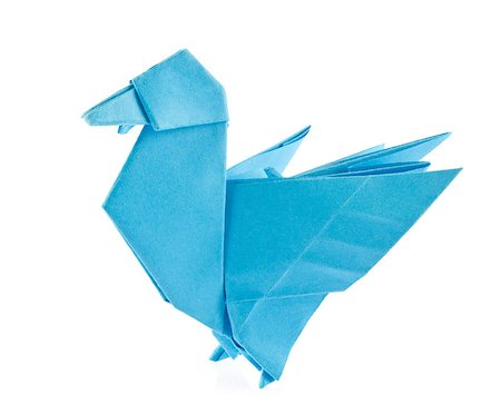 simsearch:400-09170569,k - Blue duck of origami, isolated on white background Foto de stock - Super Valor sin royalties y Suscripción, Código: 400-08889348