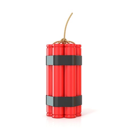simsearch:700-00153507,k - Red dynamite sticks - TNT with wick, standing. 3D render illustration isolated on white background Stock Photo - Budget Royalty-Free & Subscription, Code: 400-08889426