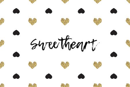simsearch:400-09089937,k - Valentine greeting card with text, black and gold hearts. Inscription - Sweetheart Stock Photo - Budget Royalty-Free & Subscription, Code: 400-08889506
