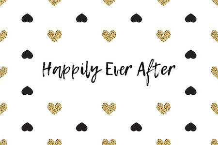 simsearch:400-09089937,k - Valentine greeting card with text, black and gold hearts. Inscription - Happily Ever After Stock Photo - Budget Royalty-Free & Subscription, Code: 400-08889508