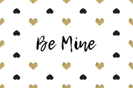 simsearch:400-09089937,k - Valentine greeting card with text, black and gold hearts. Inscription - Be Mine Stock Photo - Budget Royalty-Free & Subscription, Code: 400-08889503
