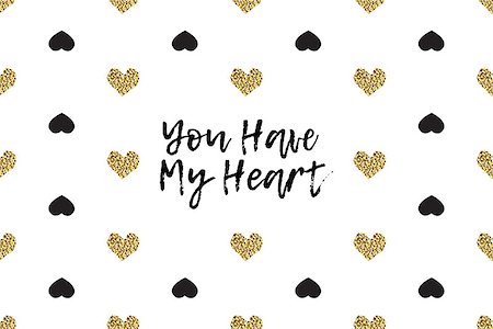 simsearch:400-09089937,k - Valentine greeting card with text, black and gold hearts. Inscription - You Have My Heart Stock Photo - Budget Royalty-Free & Subscription, Code: 400-08889516