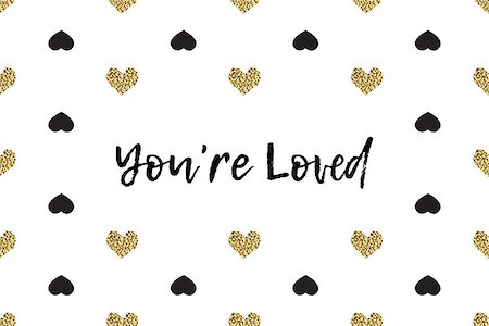 simsearch:400-09089937,k - Valentine greeting card with text, black and gold hearts. Inscription - You are Loved Stock Photo - Budget Royalty-Free & Subscription, Code: 400-08889510