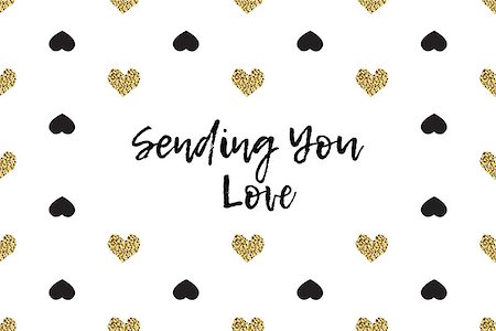 simsearch:400-09089937,k - Valentine greeting card with text, black and gold hearts. Inscription - Sending You Love Stock Photo - Budget Royalty-Free & Subscription, Code: 400-08889524