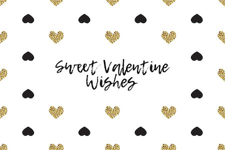 simsearch:400-09089937,k - Valentine greeting card with text, black and gold hearts. Inscription - Sweet Valentine Wishes Stock Photo - Budget Royalty-Free & Subscription, Code: 400-08889529
