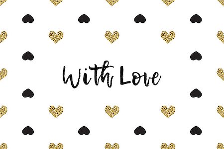 simsearch:400-09089937,k - Valentine greeting card with text, black and gold hearts. Inscription - With Love Stock Photo - Budget Royalty-Free & Subscription, Code: 400-08889523